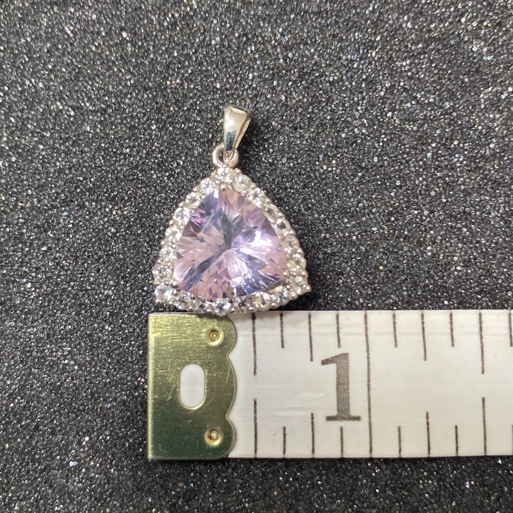 JTV 5.62 CTW, white topaz and amethyst ￼ sterling silver rhodium plated pendant - Picture 5 of 5